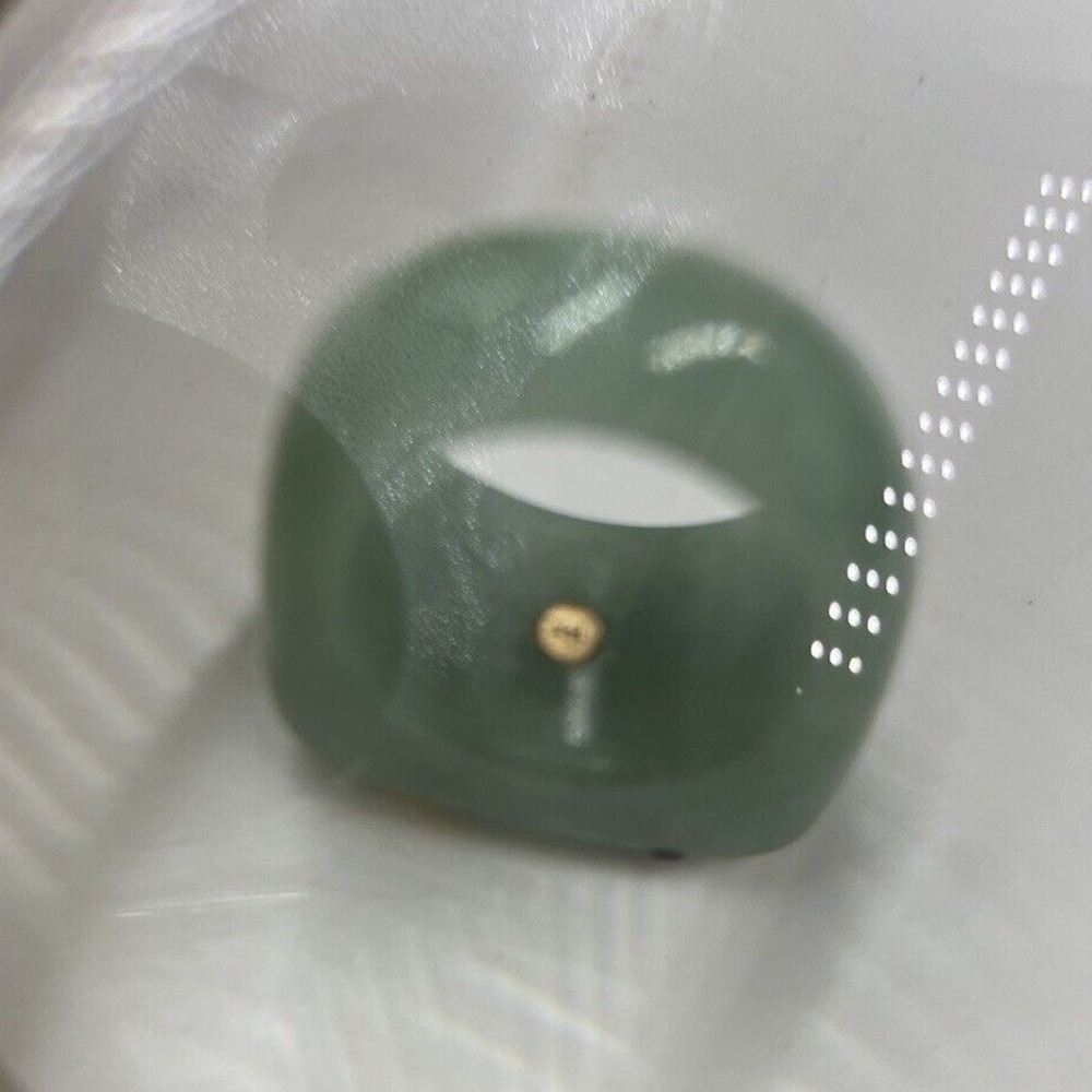 Jade Natural Icy Green Jadeite and MOP Flower Saddle Beautiful 14k Ring Sz 7.5-8 - Picture 7 of 13